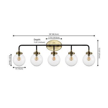 Caleb Brass Vanity Wall Sconce Clear